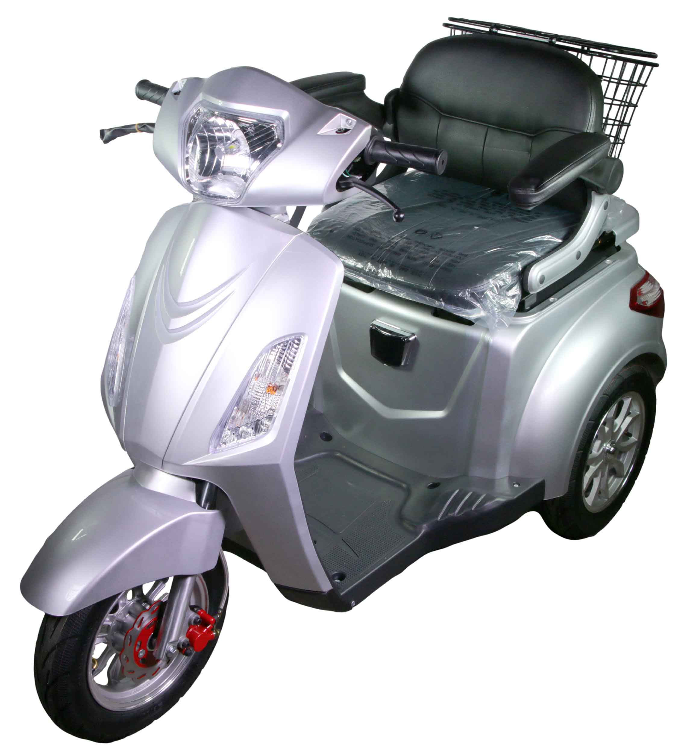 Rocknbikes R500 Elektro-Seniorenmobil Silber metallic 25km/h Akku 60V20aH Senioren Roller E-Scooter Roller Seite vorne Links