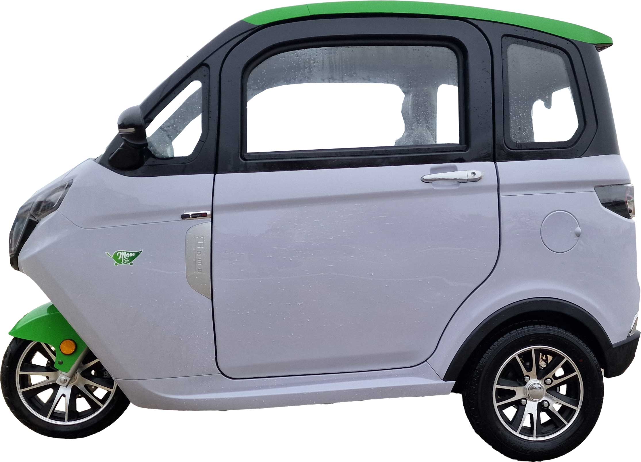 MoveEco MicroCar 45km/h XR2E Mokick Version 2 Jahre Garantie mit Erweiterungsmöglichkeit auf 3 Jahre komplett zusammengebaut und fahrbereit Grau-Grün Seite Links