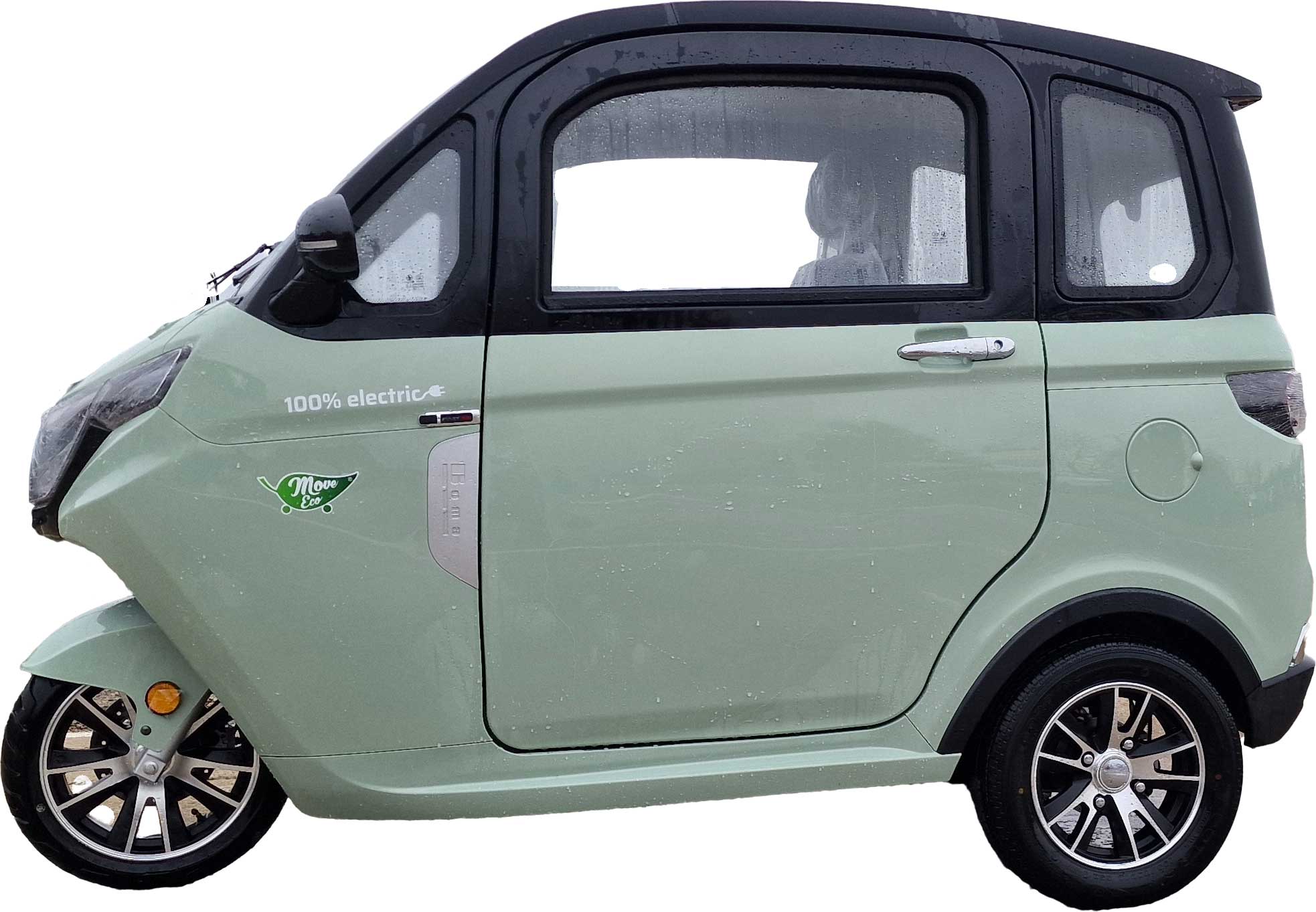 MoveEco MicroCar 45km/h XR2E Mokick Version 2 Jahre Garantie mit Erweiterungsmöglichkeit auf 3 Jahre komplett zusammengebaut und fahrbereit MintGrün Seite Links