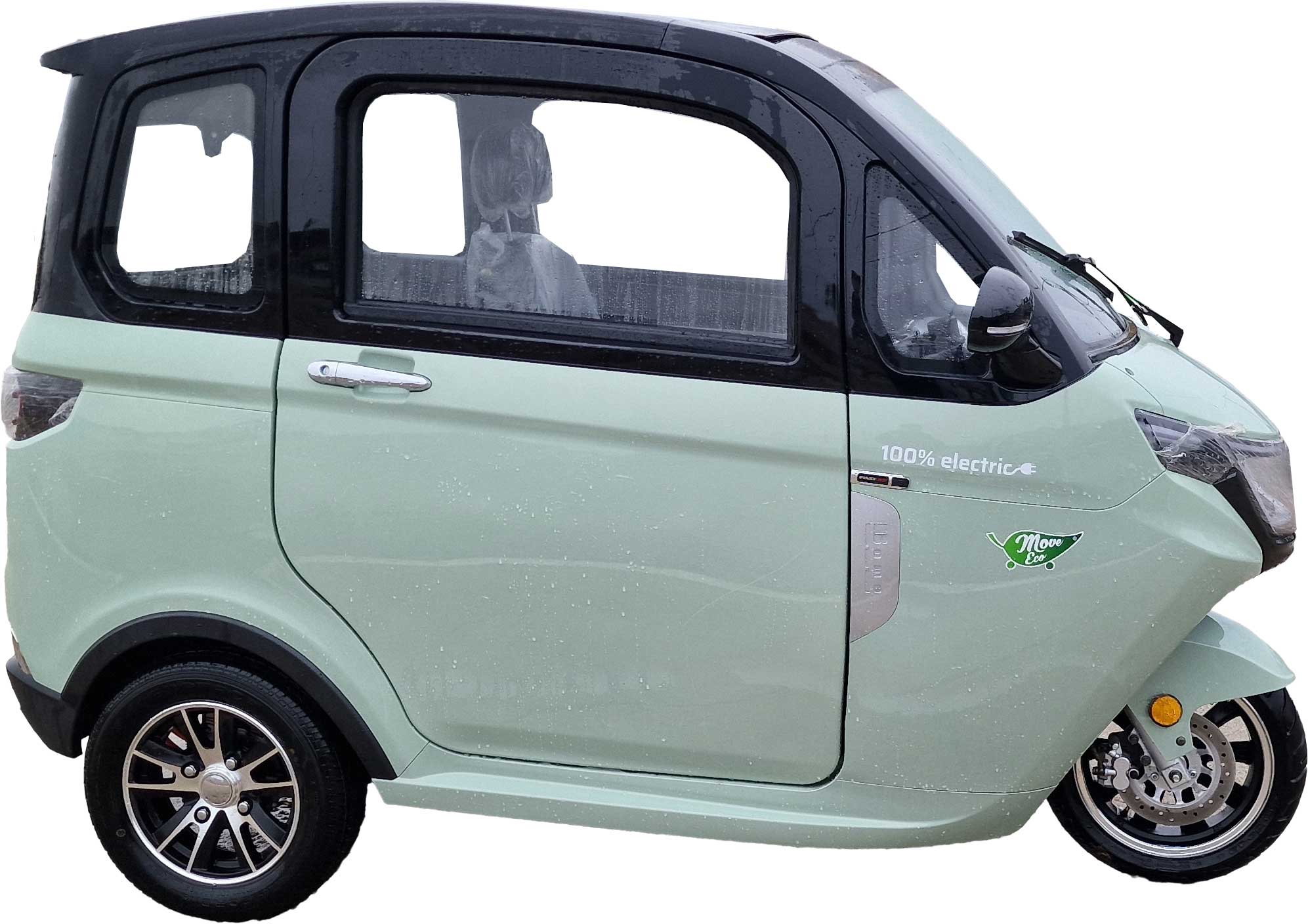 MoveEco MicroCar 45km/h XR2E Mokick Version 2 Jahre Garantie mit Erweiterungsmöglichkeit auf 3 Jahre komplett zusammengebaut und fahrbereit MintGrün Seite Rechts Zwei