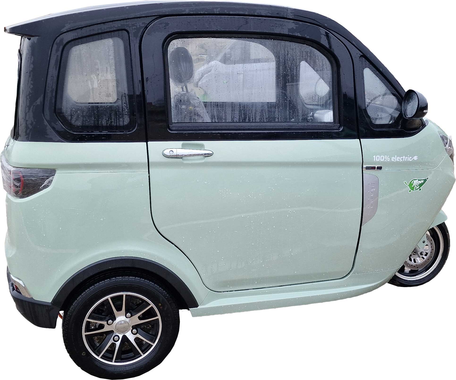 MoveEco MicroCar 45km/h XR2E Mokick Version 2 Jahre Garantie mit Erweiterungsmöglichkeit auf 3 Jahre komplett zusammengebaut und fahrbereit MintGrün Seite Rechts