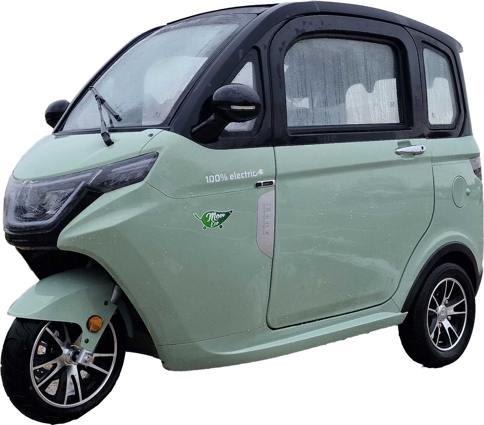 MoveEco MicroCar 45km/h XR2E Mokick Version 2 Jahre Garantie mit Erweiterungsmöglichkeit auf 3 Jahre komplett zusammengebaut und fahrbereit MintGrün Seite vorne links