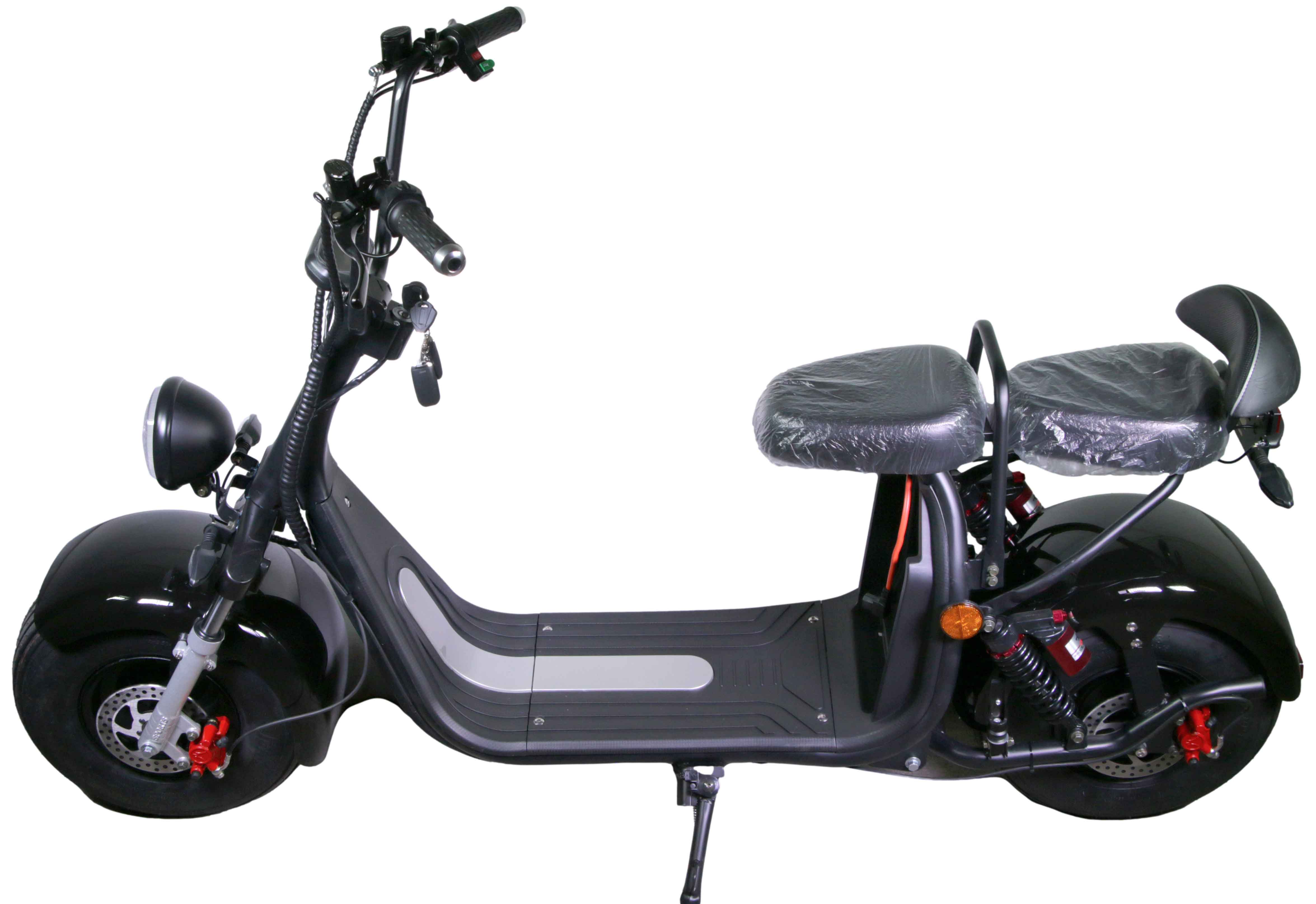 RocknBike HR2-1 CitiCoco 45km/h oder 25km/h Mofa Version Black Shiny Ansicht Seite Links oben, Scheibenbremse