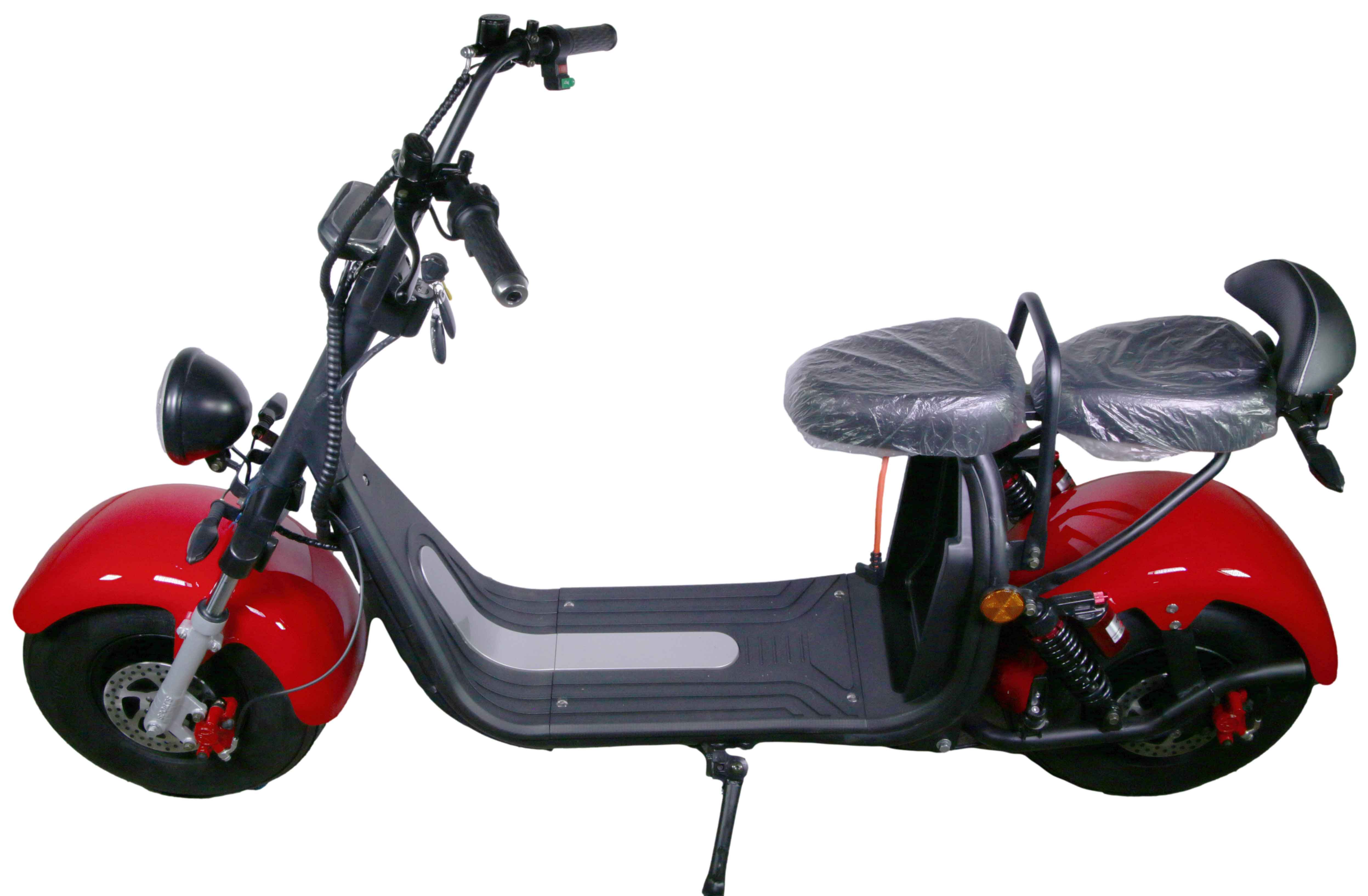 RocknBike HR2-1 CitiCoco 45km/h oder 25km/h Mofa Version Black Shiny Ansicht Seite Links oben, Scheibenbremse