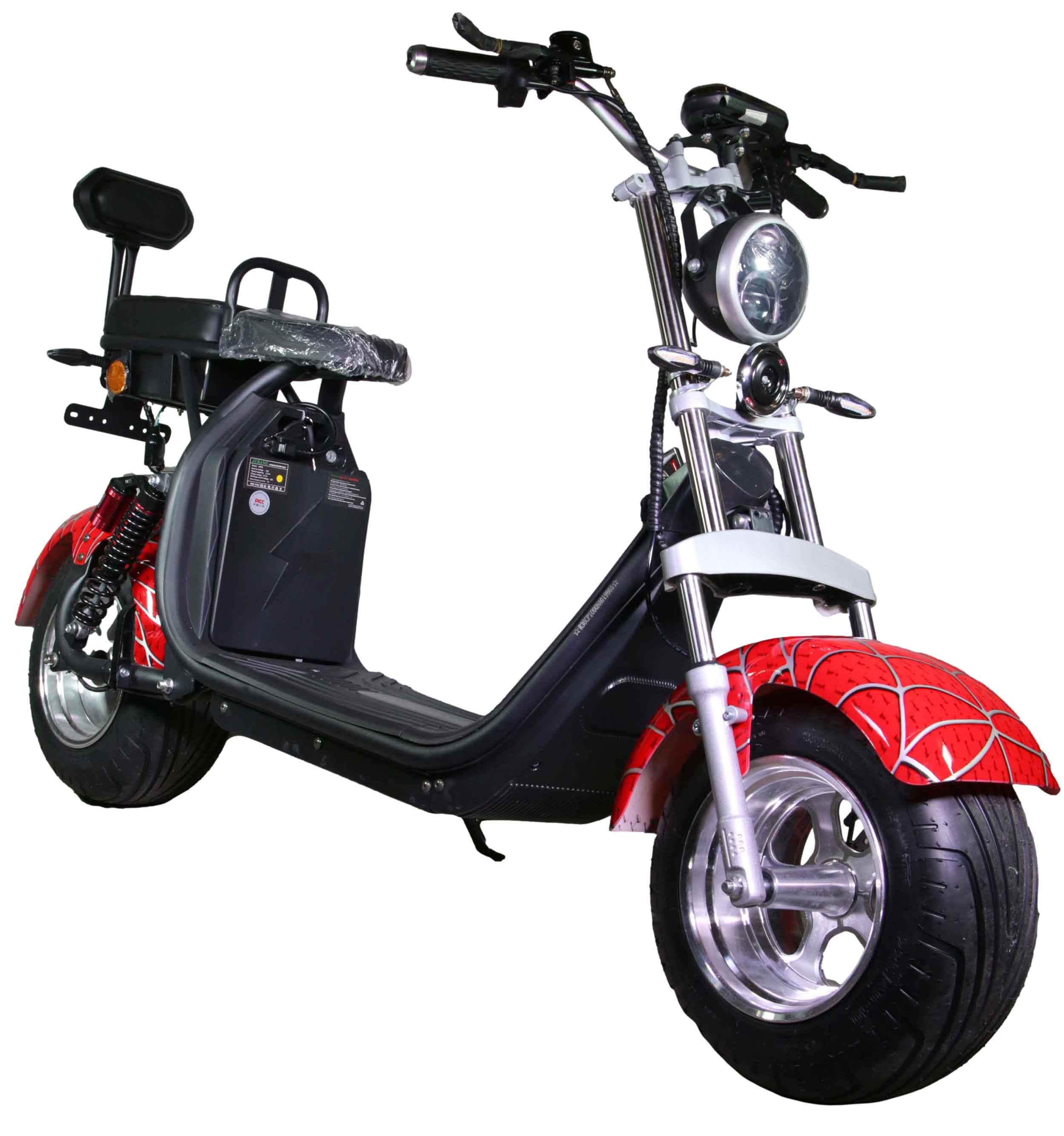RocknBikes CP1.6 Elektroroller Spider Red Motorroller 45km/h Mokick Alu-Felgen ohne Akku teilzerlegt im Karton  Rot