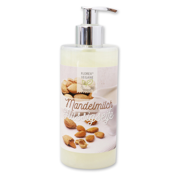 Vegane Flüssigseife mit Mandelmilch 400 ml im Spender von Florex vegan