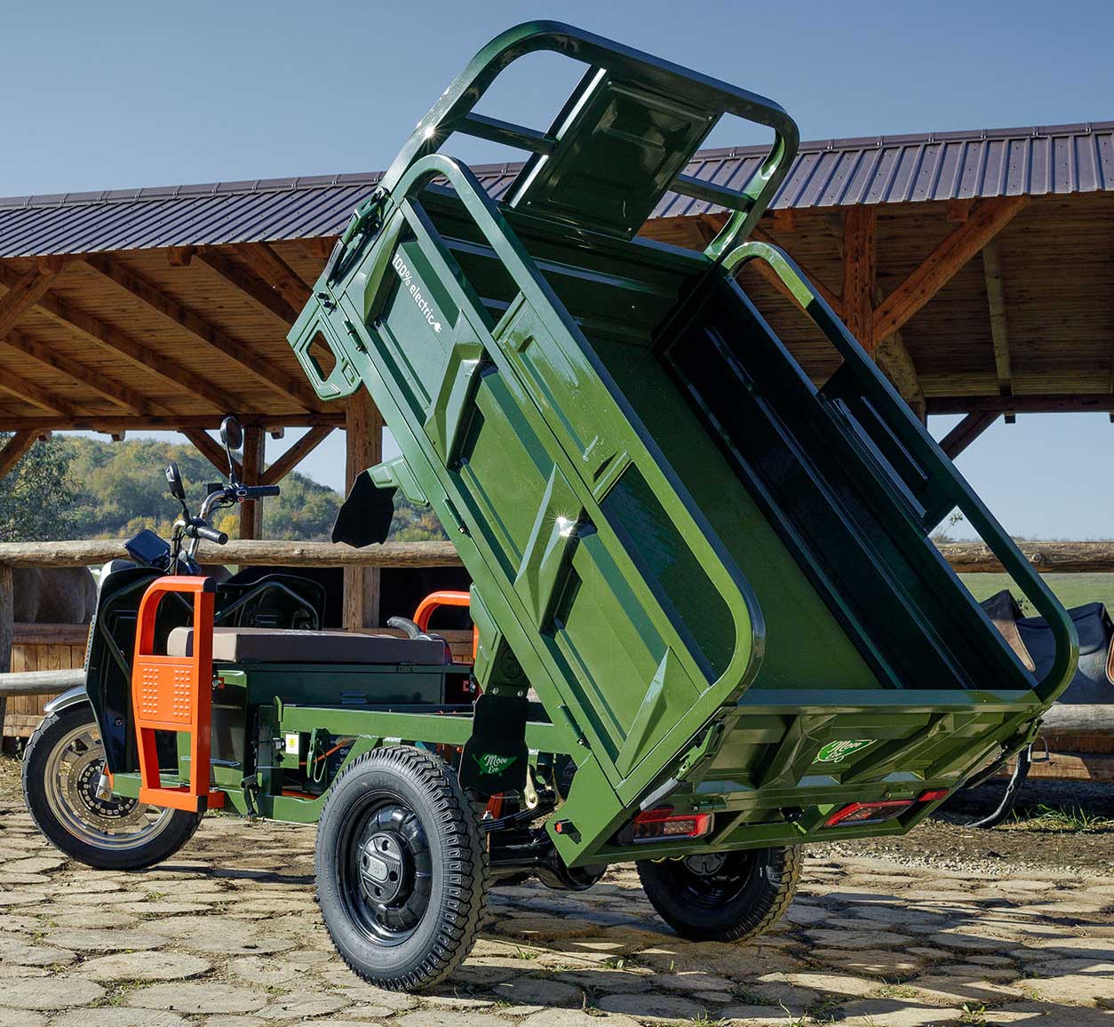 Elektrische Dreirad Cargo 45kmh 500 NC09 Grün EEC 45km/h Version Akku 72V58Ah ca. 60-80km Reichweite