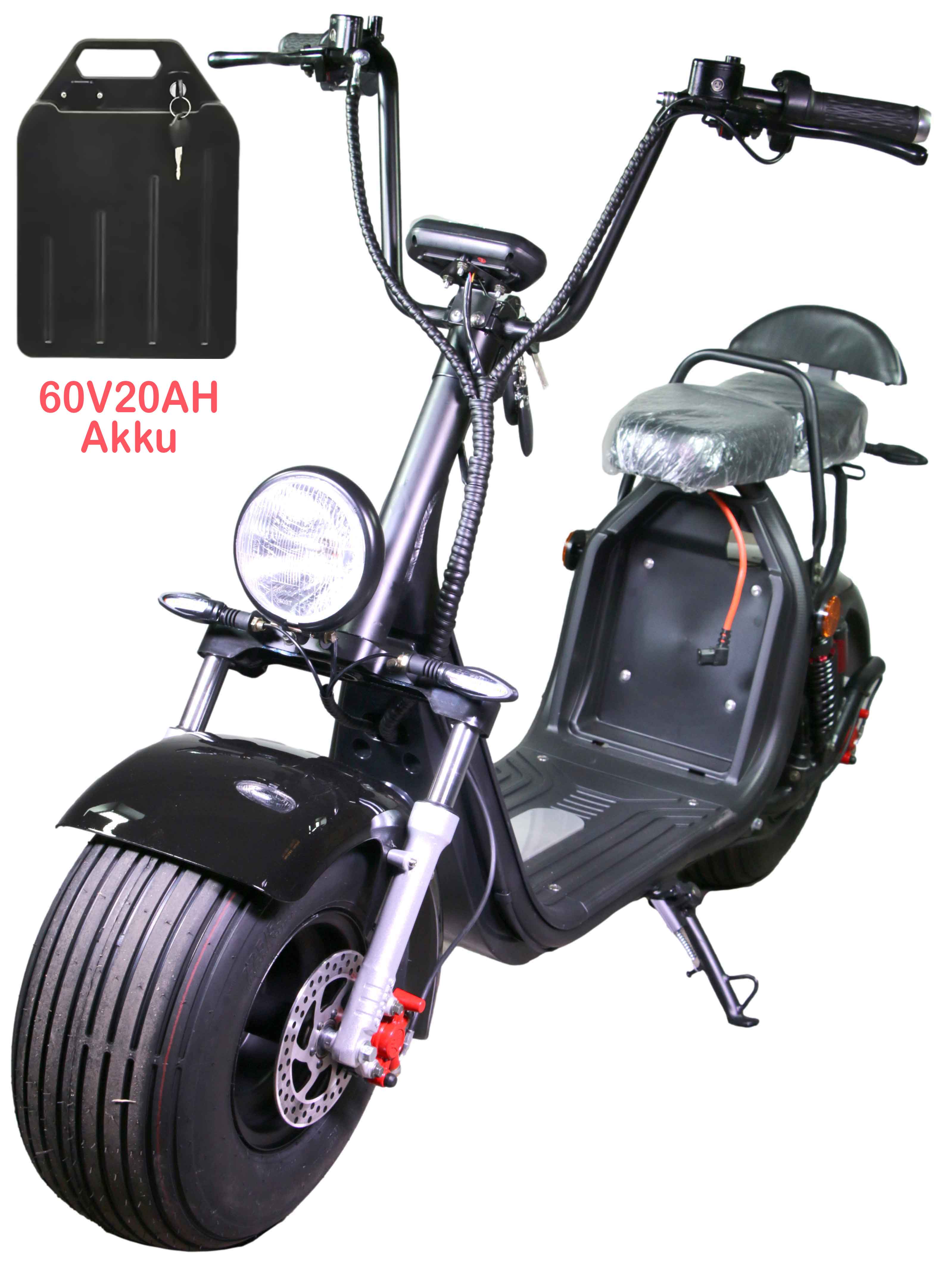 HR-2 45km/h 60V20Ah RocknBikes Elektroroller Motorroller Mokick Harley Scooter CitiCoco Black Shiny Akku 60V20Ah