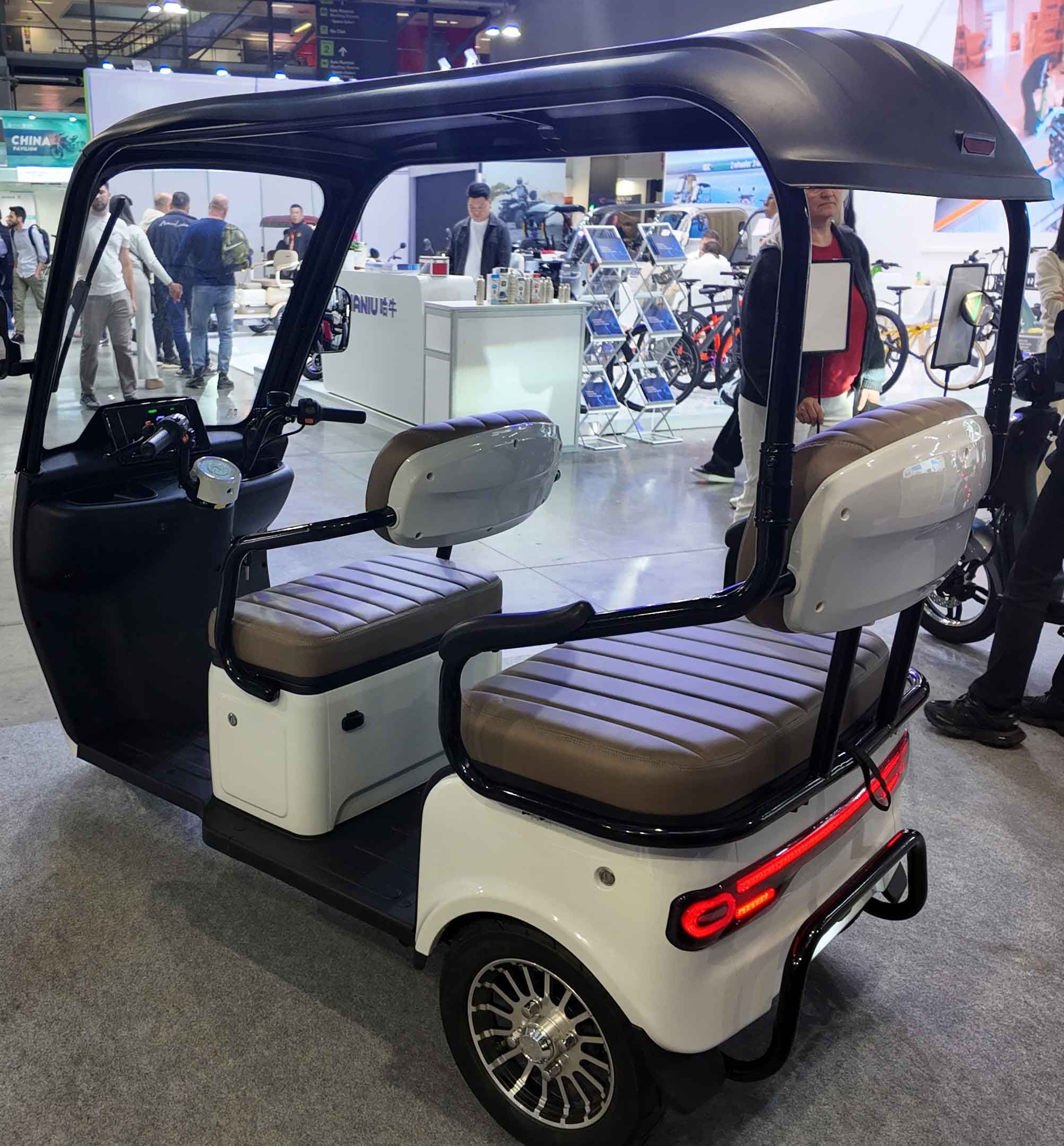 RocknBikes ES3 Elektro-Dreirad Grau Akku 72V53Ah-Lithium 25km/h mit Dach Senioren Roller E-Scooter Roller Akku herausnehmbar
