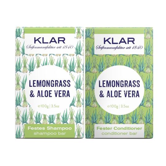 Klar Seifen Geschenkset festes Shampoo & Conditioner Lemongrass & Aloe 7040-50