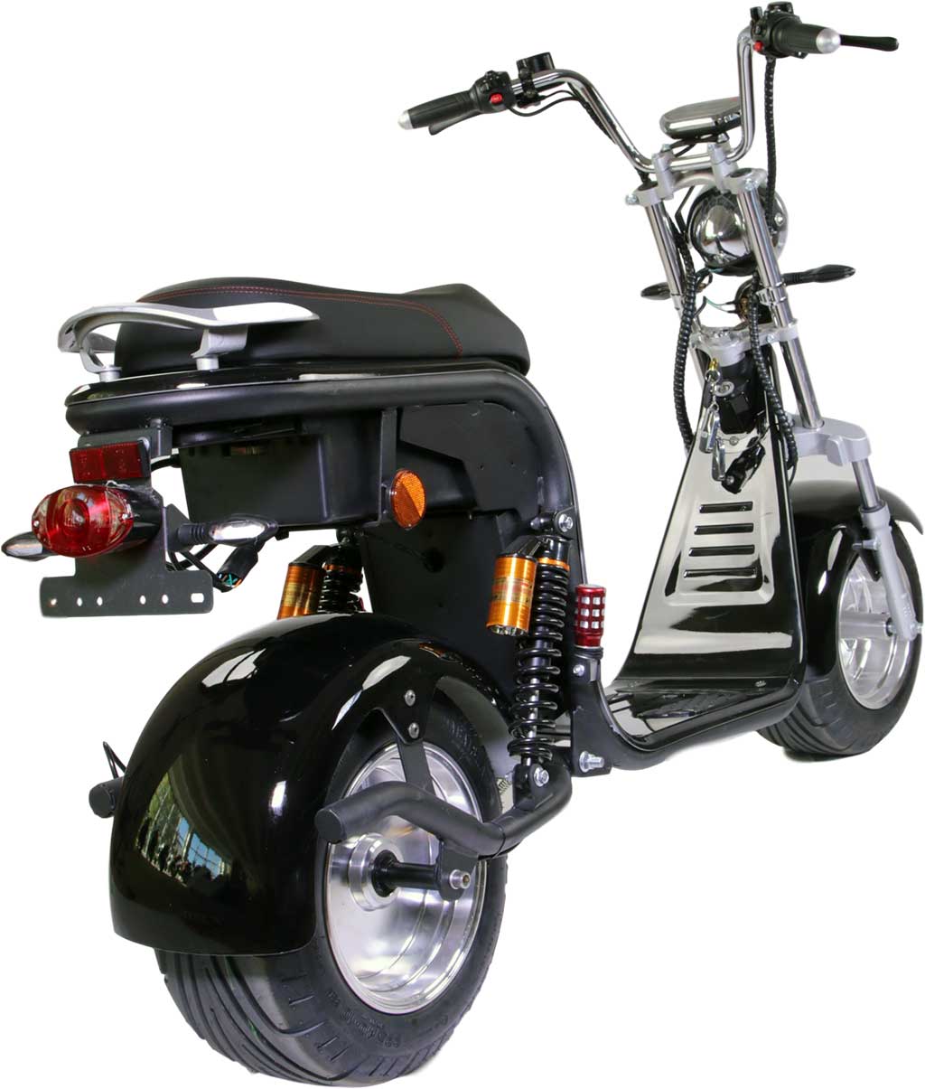 RocknBikes Harley Scooter REH05 45km/h Mokick Schwarz Elektro Motorroller CityCoco Alu Felgen Akku 60V20Ah