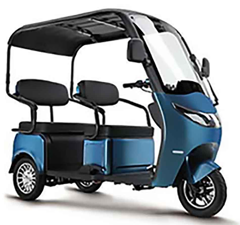 RocknBikes ES3 Elektro-Dreirad Grau Akku 72V53Ah-Lithium 25km/h mit Dach Senioren Roller E-Scooter Roller Akku herausnehmbar