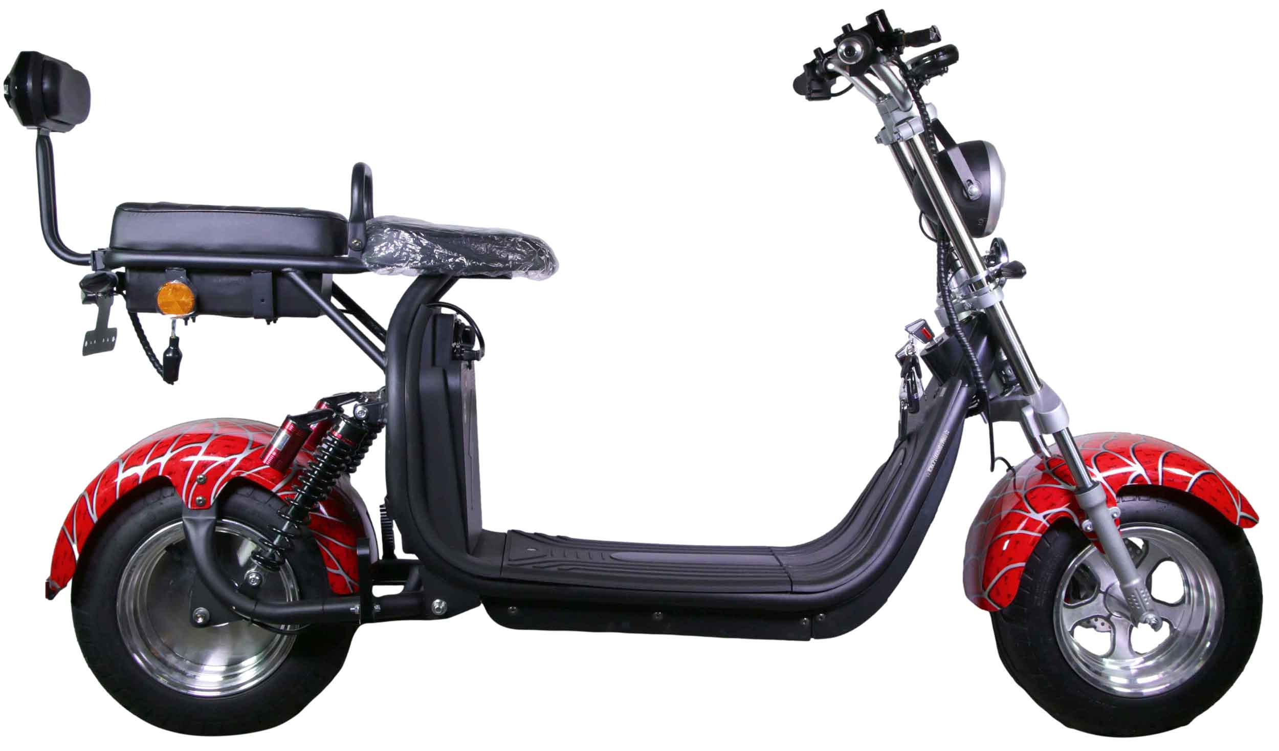 RocknBikes CP1.6 Elektroroller Spider Red Motorroller 45km/h Mokick Alu-Felgen ohne Akku teilzerlegt im Karton  Rot