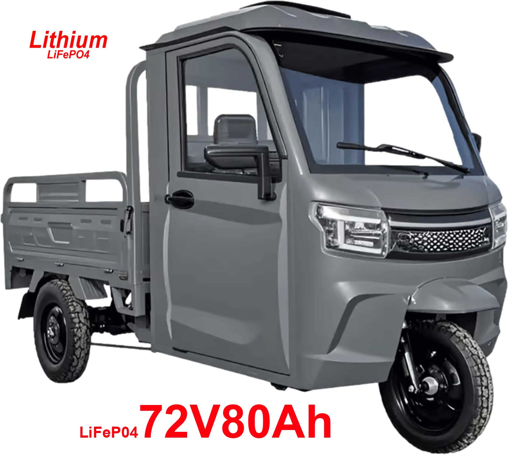 RocknBikes KH1 Grau 45km/ Mokick-Version Elektro-Dreirad mit Kabine und manueller Kippmulde mit Straßenzulassung LiFeP0472V80AH