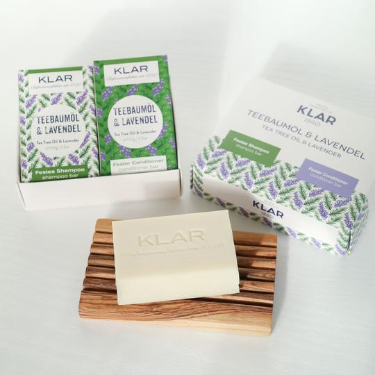 Klar Seifen Geschenkset festes Shampoo & Conditioner Teebaumöl & Lavendel 7040-52