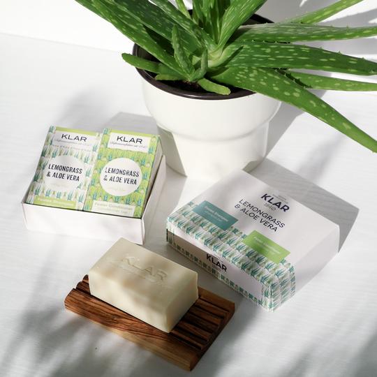 Klar Seifen Geschenkset festes Shampoo & Conditioner Lemongrass & Aloe 7040-50
