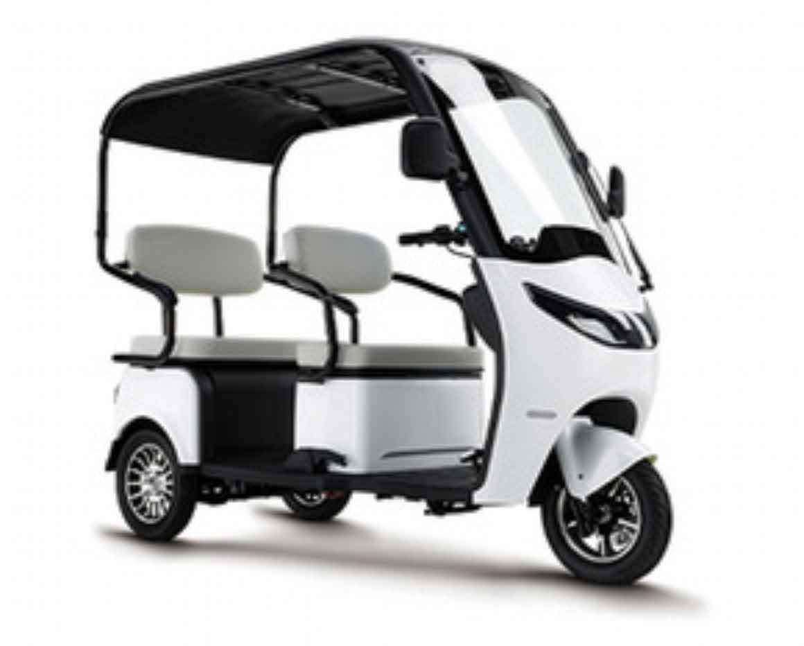RocknBikes ES3 Elektro-Dreirad Grau Akku 72V53Ah-Lithium 25km/h mit Dach Senioren Roller E-Scooter Roller Akku herausnehmbar