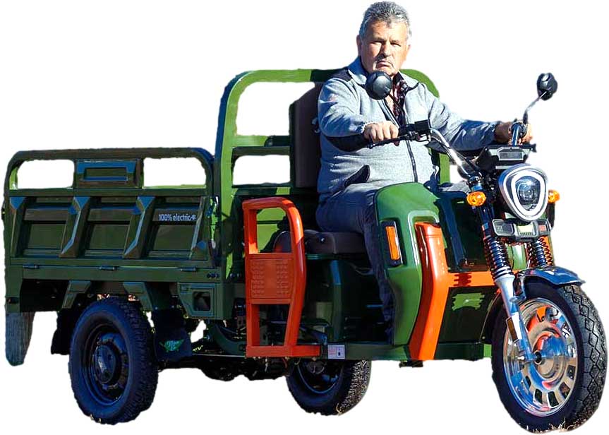 Elektrische Dreirad Cargo 45kmh 500 NC09 Grün EEC 45km/h Version Akku 72V58Ah ca. 60-80km Reichweite