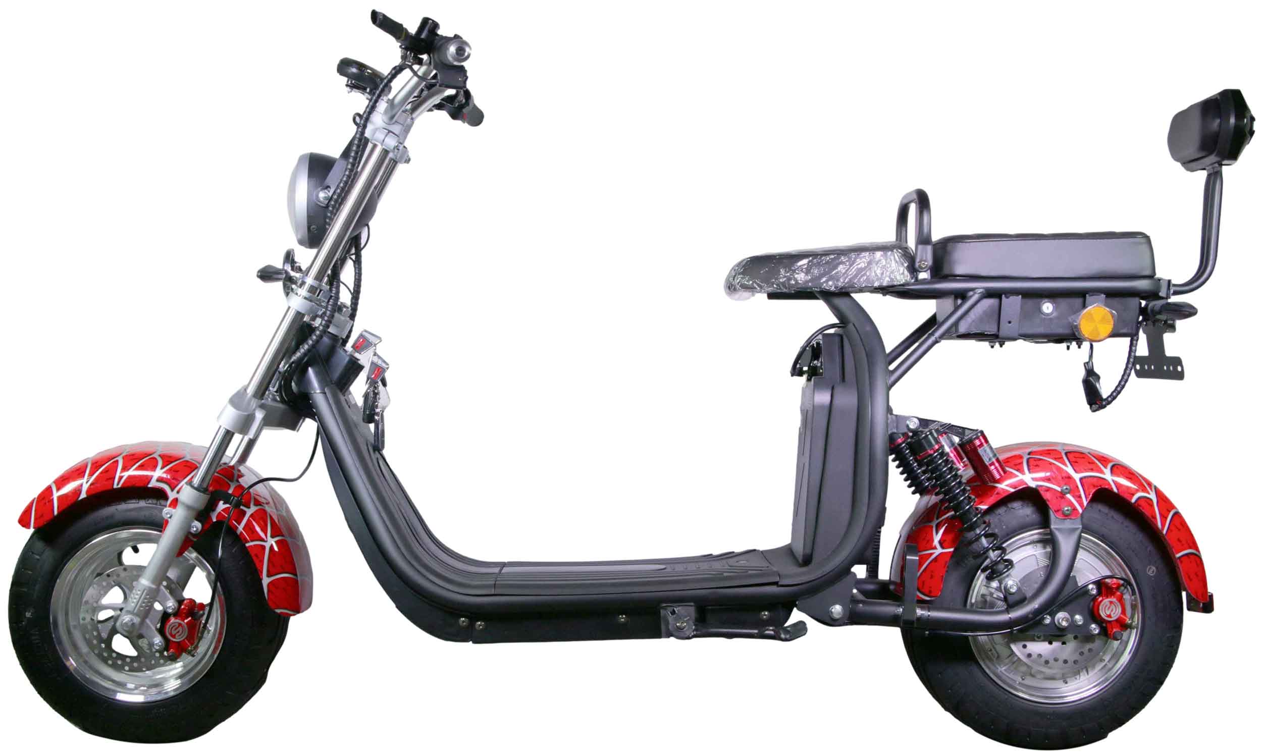 RocknBikes CP1.6 Elektroroller Spider Red Motorroller 45km/h Mokick Alu-Felgen ohne Akku teilzerlegt im Karton  Rot