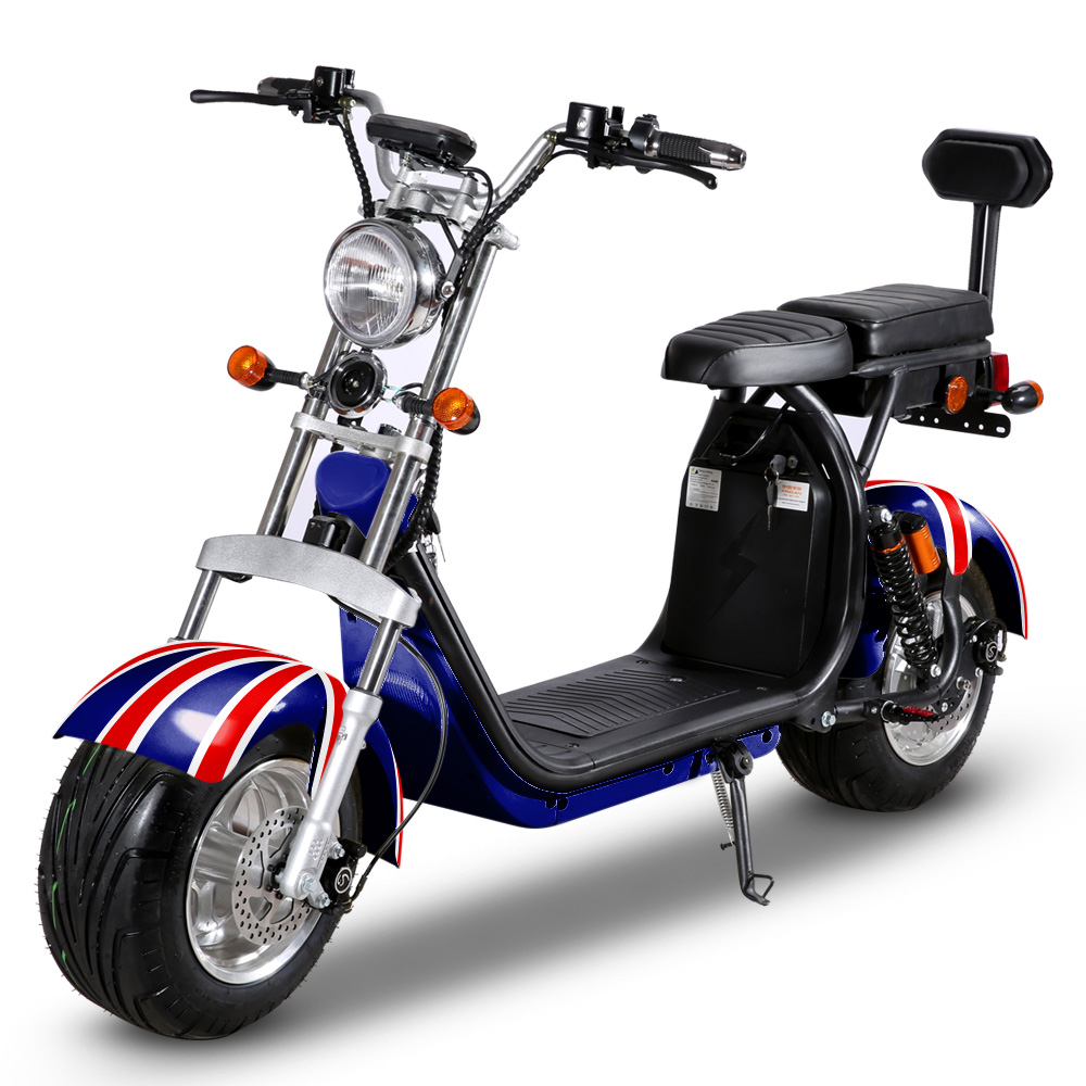 RocknBikes CP1.6 mit Alu-Felgen Motorroller 45km/h Elektroscooter UK-Flag 60V20Ah Komplett zusammengebaut