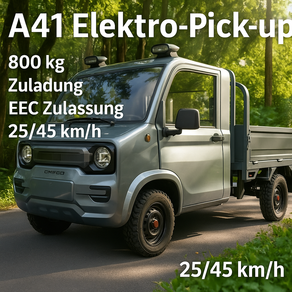 RocknBikes Pick-Up Cargo A41 Grau 72V108Ah LiFeP04 Akku 45km/h Version 2 Personen Straßenzulassung