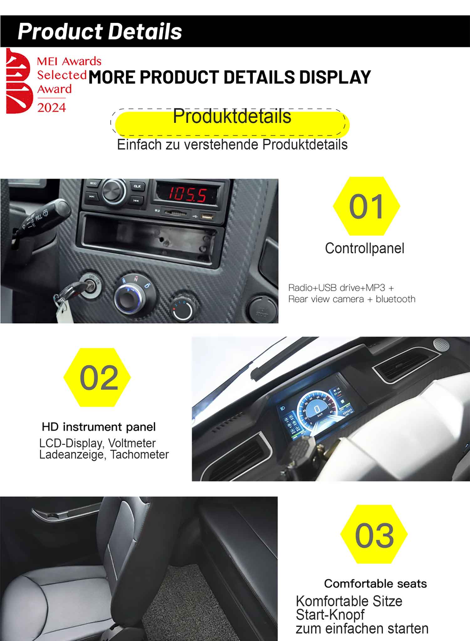 EccoStar X3 White MicroCar 45 km/h Mokick version for 2 persons, from 15 years with driving license AM