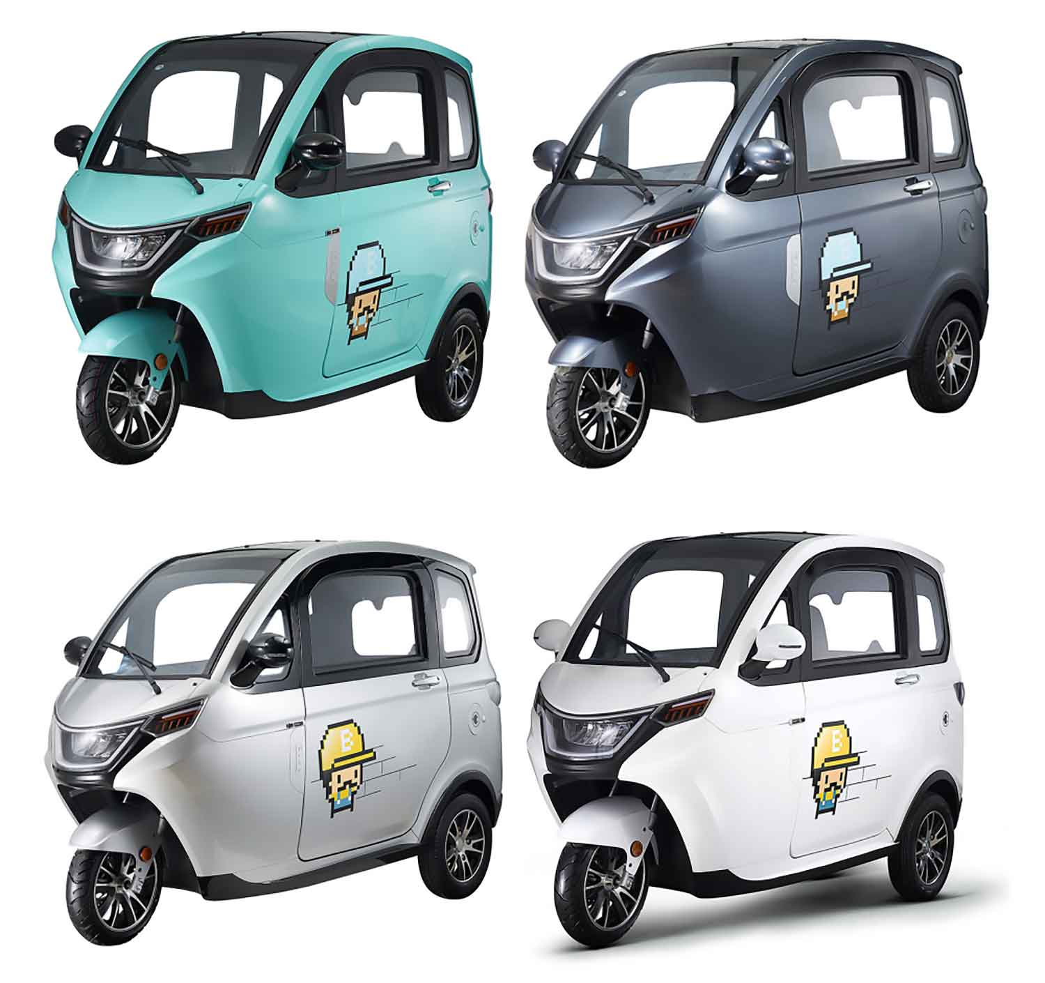 EccoStar X3 White MicroCar 45 km/h Mokick version for 2 persons, from 15 years with driving license AM