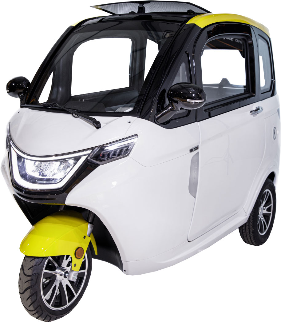 MoveEco MicroCar 45km/h XR2E Mokick Version Weiss-Gelb 2 Personen