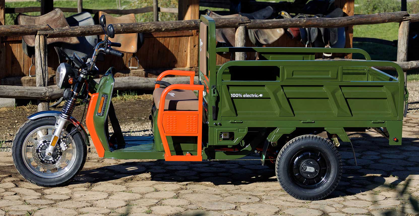 Elektrische Dreirad Cargo 45kmh 500 NC09 Grün EEC 45km/h Version Akku 72V58Ah ca. 60-80km Reichweite