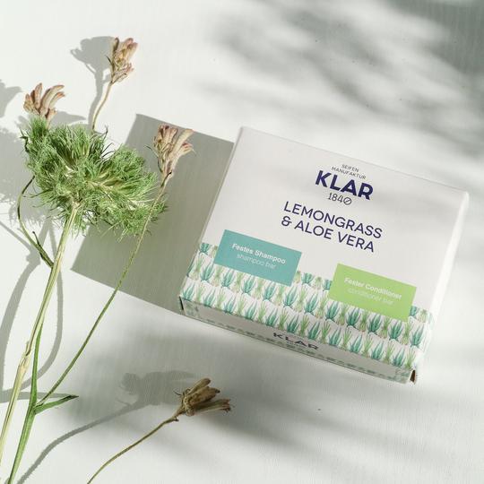 Klar Seifen Geschenkset festes Shampoo & Conditioner Lemongrass & Aloe 7040-50