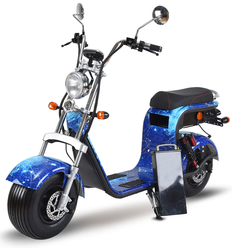 RocknBikes Harley Scooter REH05 8-4 BlueMix Elektro Motorroller CityCoco Alu Felgen Akku 60V20Ah