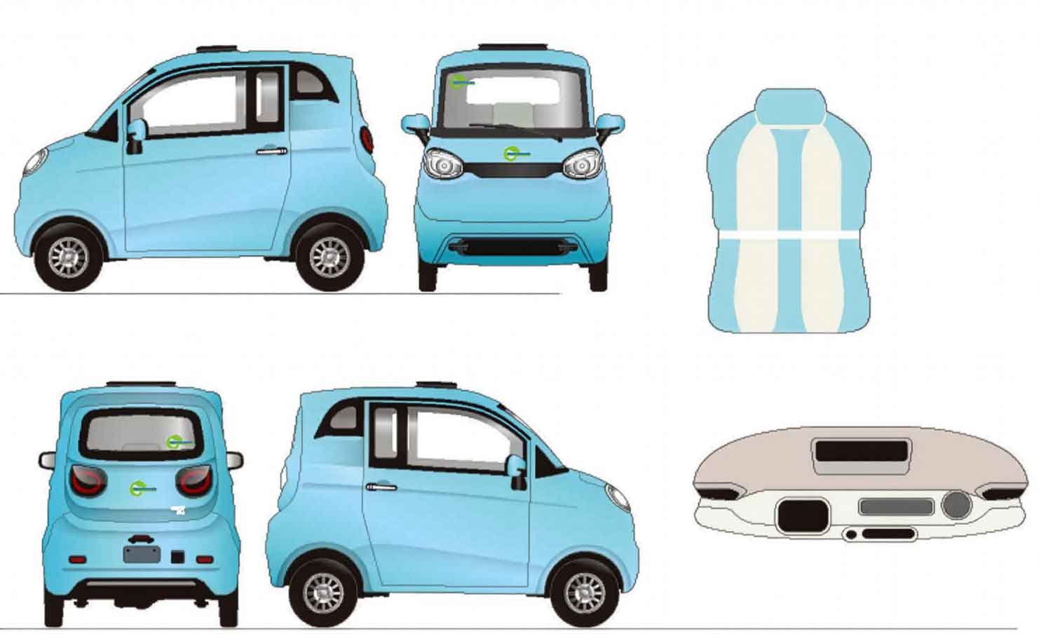 Side-by-Side ES2 Side-By-Side Microcar 45km/h Blau 2-Personen  Zulassung Sitze nebeneinander 72V58Ah Akku ca. 70km Reichweite Führerschein AM ab 15-Jahren