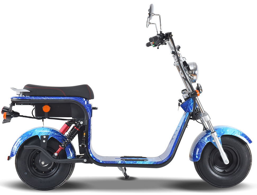 RocknBikes Harley Scooter REH05 8-4 BlueMix Elektro Motorroller CityCoco Alu Felgen Akku 60V20Ah