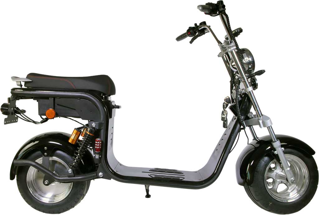 RocknBikes Harley Scooter REH05 45km/h Mokick Schwarz Elektro Motorroller CityCoco Alu Felgen Akku 60V20Ah