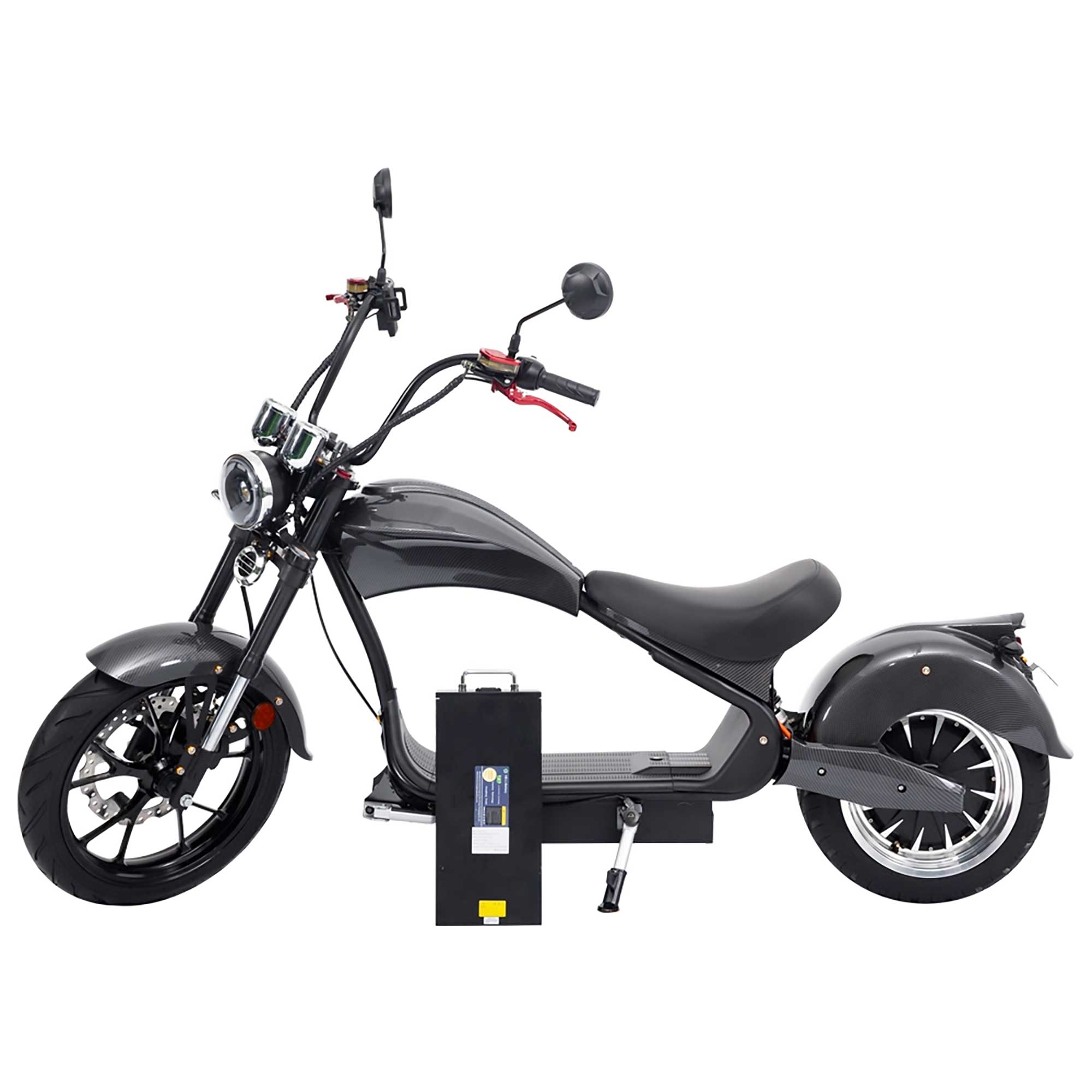 Rocknbikes RE10 MH3 Elektro-Chopper Carbon-Look Graphite 45km/h Alufelgen 3kW  Akku 60V30Ah