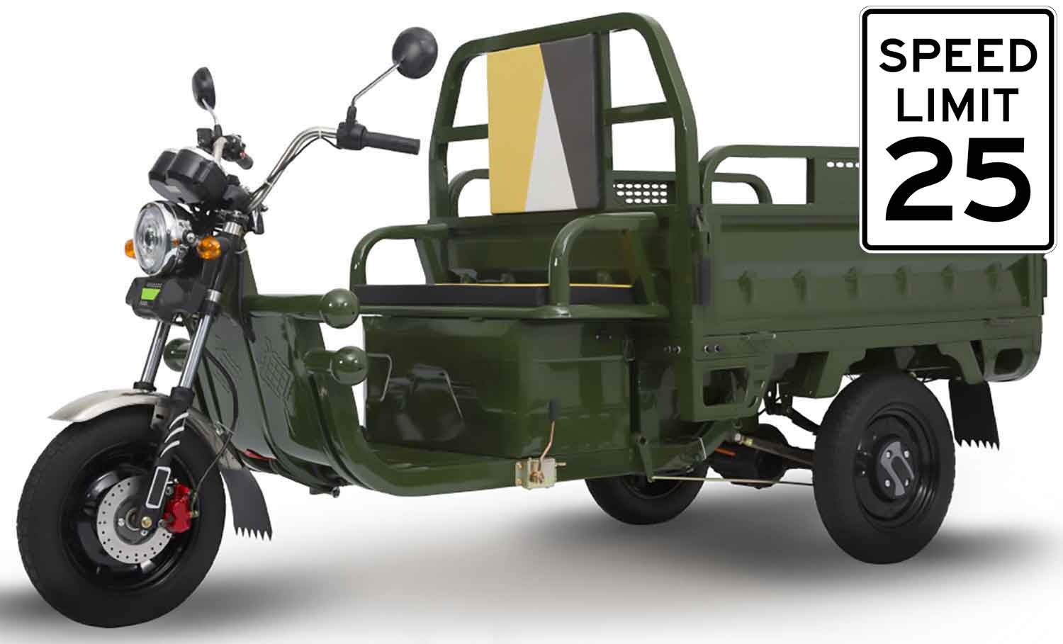 E-Lastendreirad C06 EccoStar 60V45Ah 25km/h Grün Strassenzulassung mit Kippmulde 25km/h Mofa Version