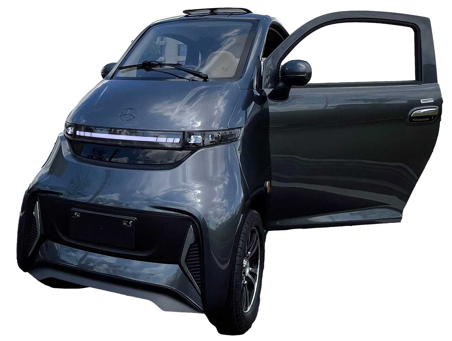 ES1 MicroCar 25km/h Antrazith Grau 60V52Ah Lithium Akku herausnehmbar 4-Wheeler ab 15 Jahren 2-Personen Zulassung