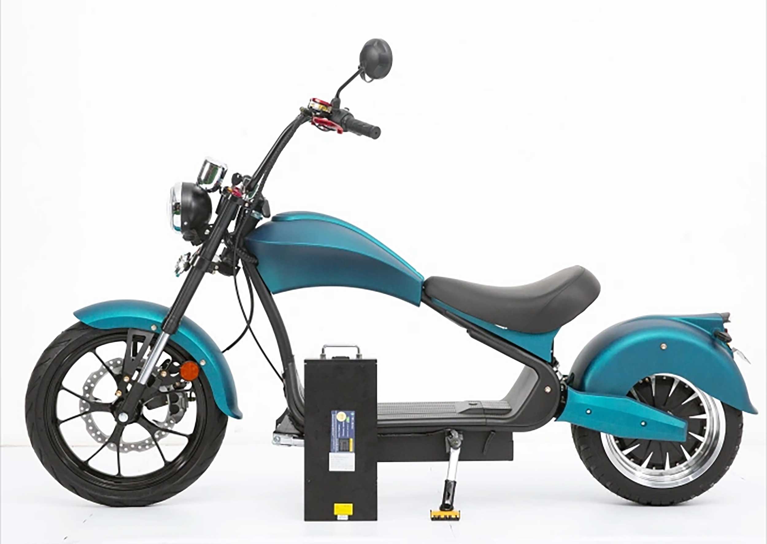 Rocknbikes RE10 MH3 Elektro-Chopper Matt Saphire Green 45km/h Alufelgen 3kW  Akku 60V30Ah