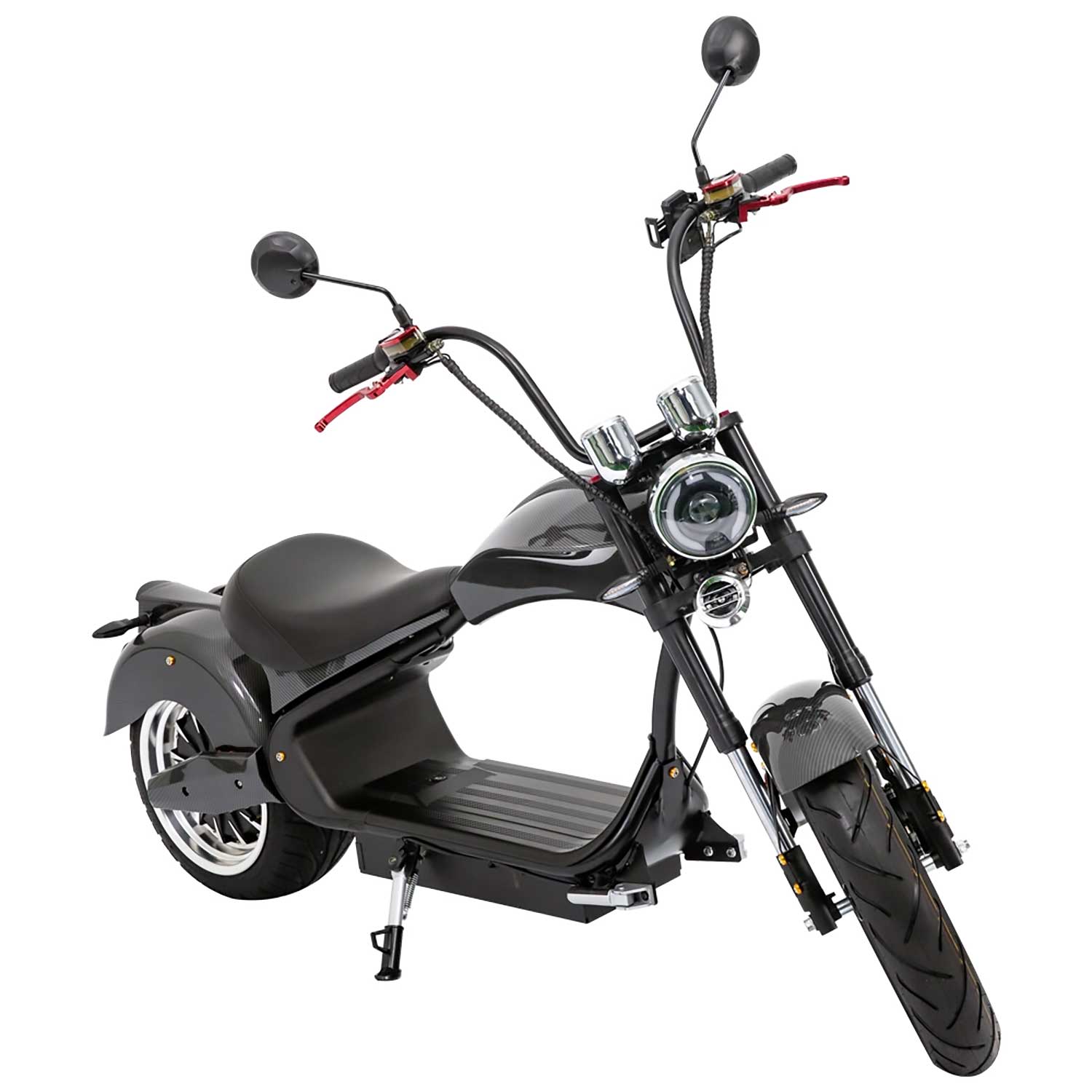 Rocknbikes RE10 MH3 Elektro-Chopper Carbon-Look Graphite 45km/h Alufelgen 3kW  Akku 60V30Ah
