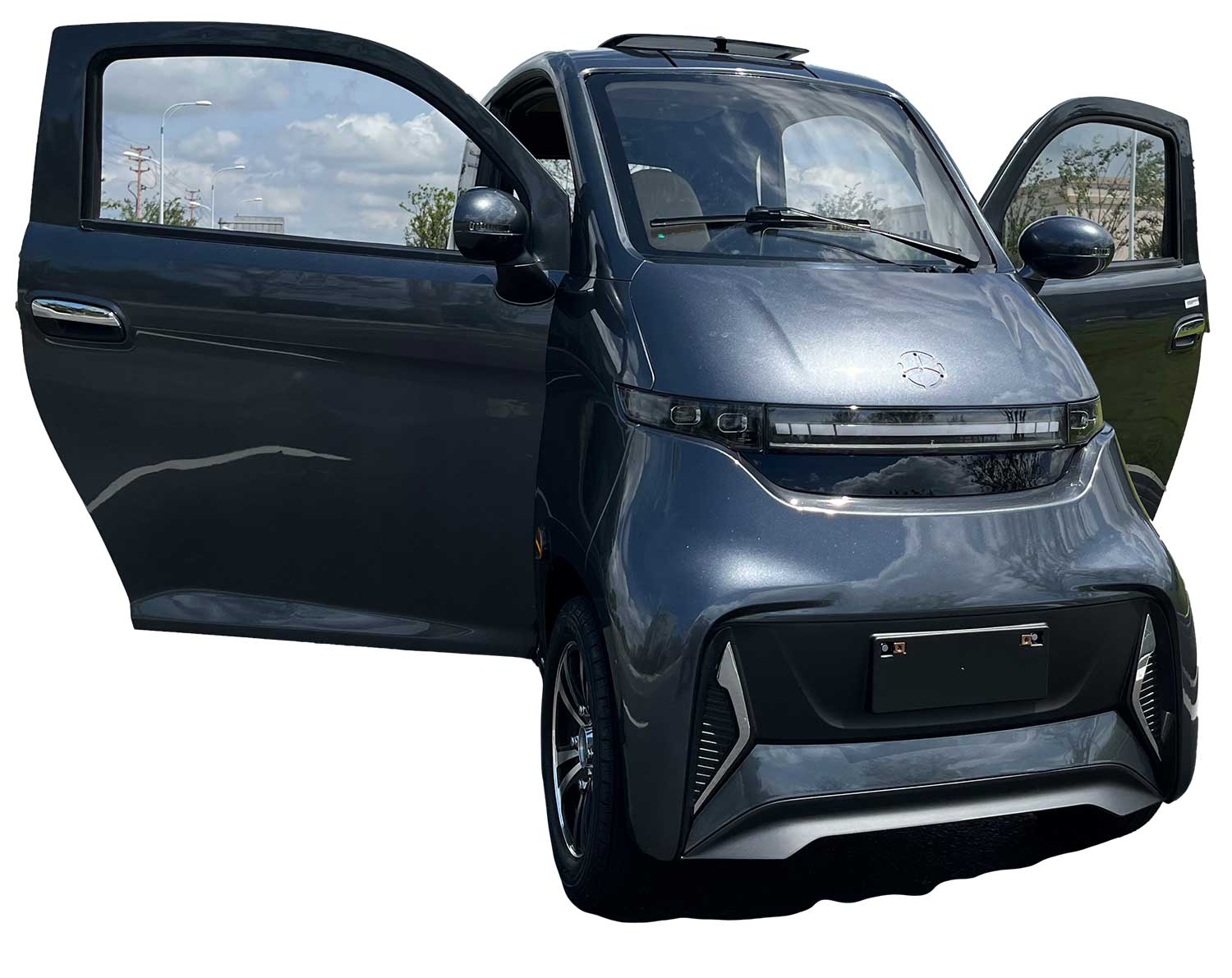 ES1 MicroCar 25km/h Antrazith Grau 60V52Ah Lithium Akku herausnehmbar 4-Wheeler ab 15 Jahren 2-Personen Zulassung