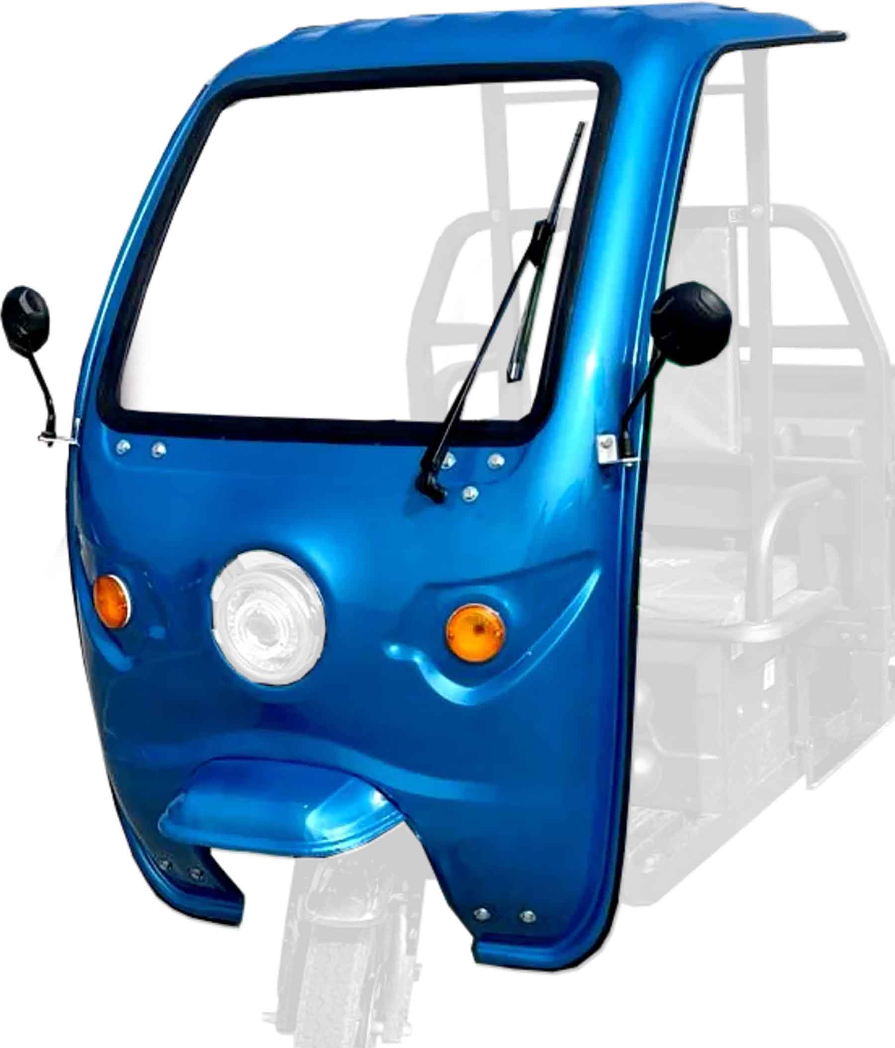 Metallkabine mit Frontscheibe, Scheibenwischer und Außenspiegel für Move Eco Cargo-Dreirad 500, 500EEC u. 700 60V Motor Metallkabine mit Frontscheibe, Scheibenwischer und Außenspiegel für Move Eco Cargo-Dreirad 500, 500EEC u. 700 60V Motor