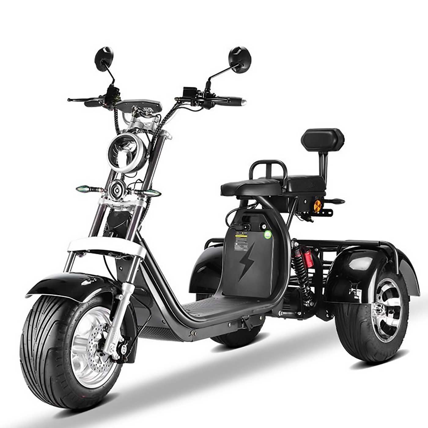 Rocknbikes CP3.1 Trike Schwarz Shiney 45km/h Elektroroller mit Akku 60V21Ah