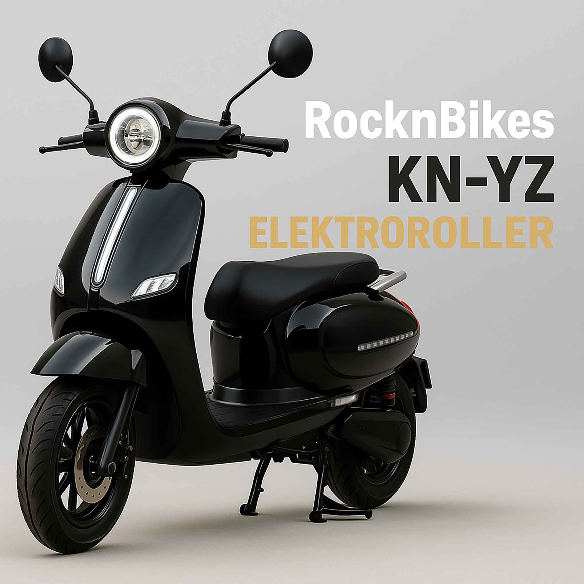 RocknBikes KN 125 Schwarz L3e Motorroller 8KW Geschwindigkeit >80km/h  mit Straßenzulassung 72V50Ah Akku