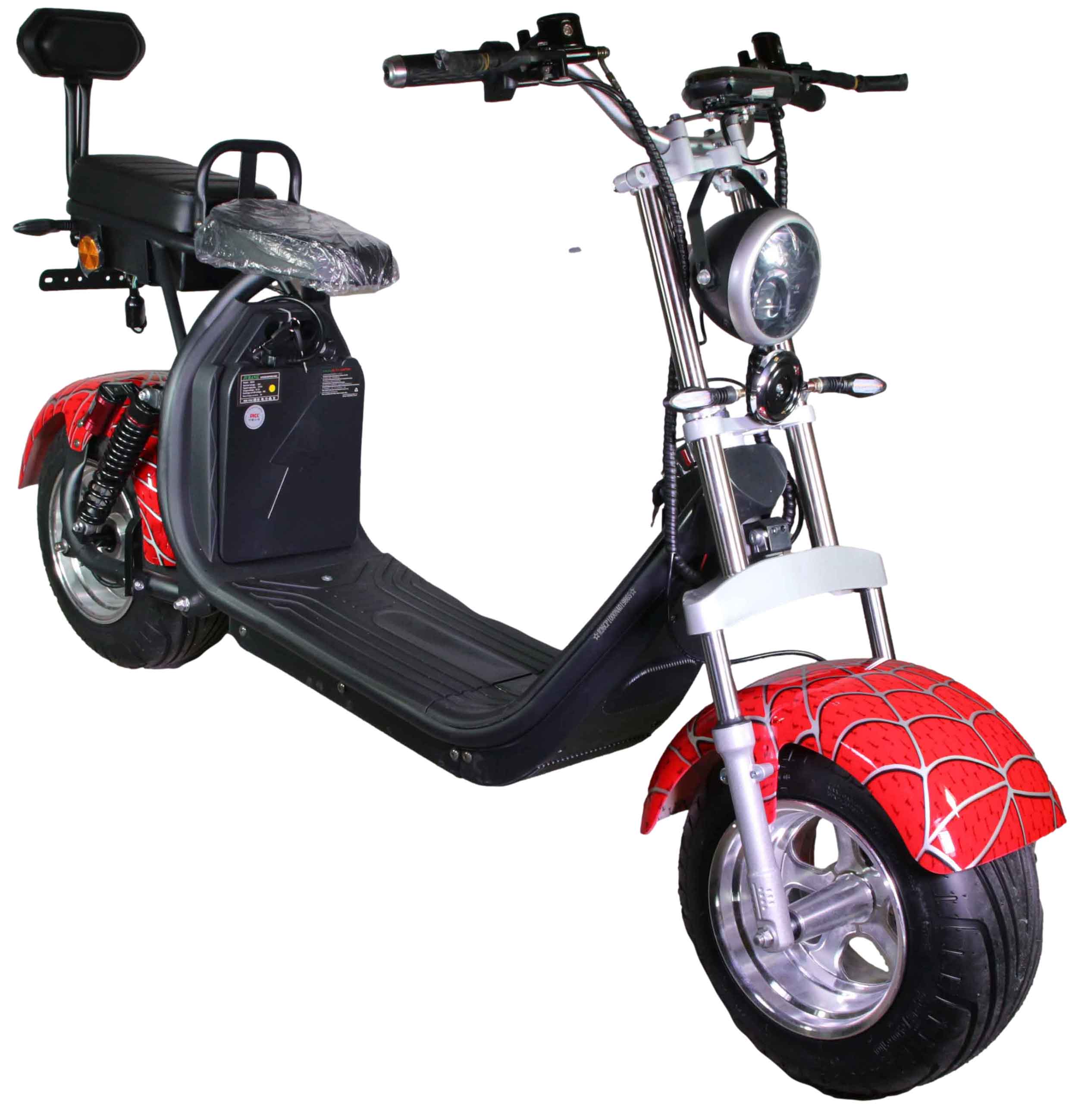 RocknBikes CP1.6 Elektroroller Spider Red Motorroller 45km/h Mokick Alu-Felgen ohne Akku teilzerlegt im Karton  Rot