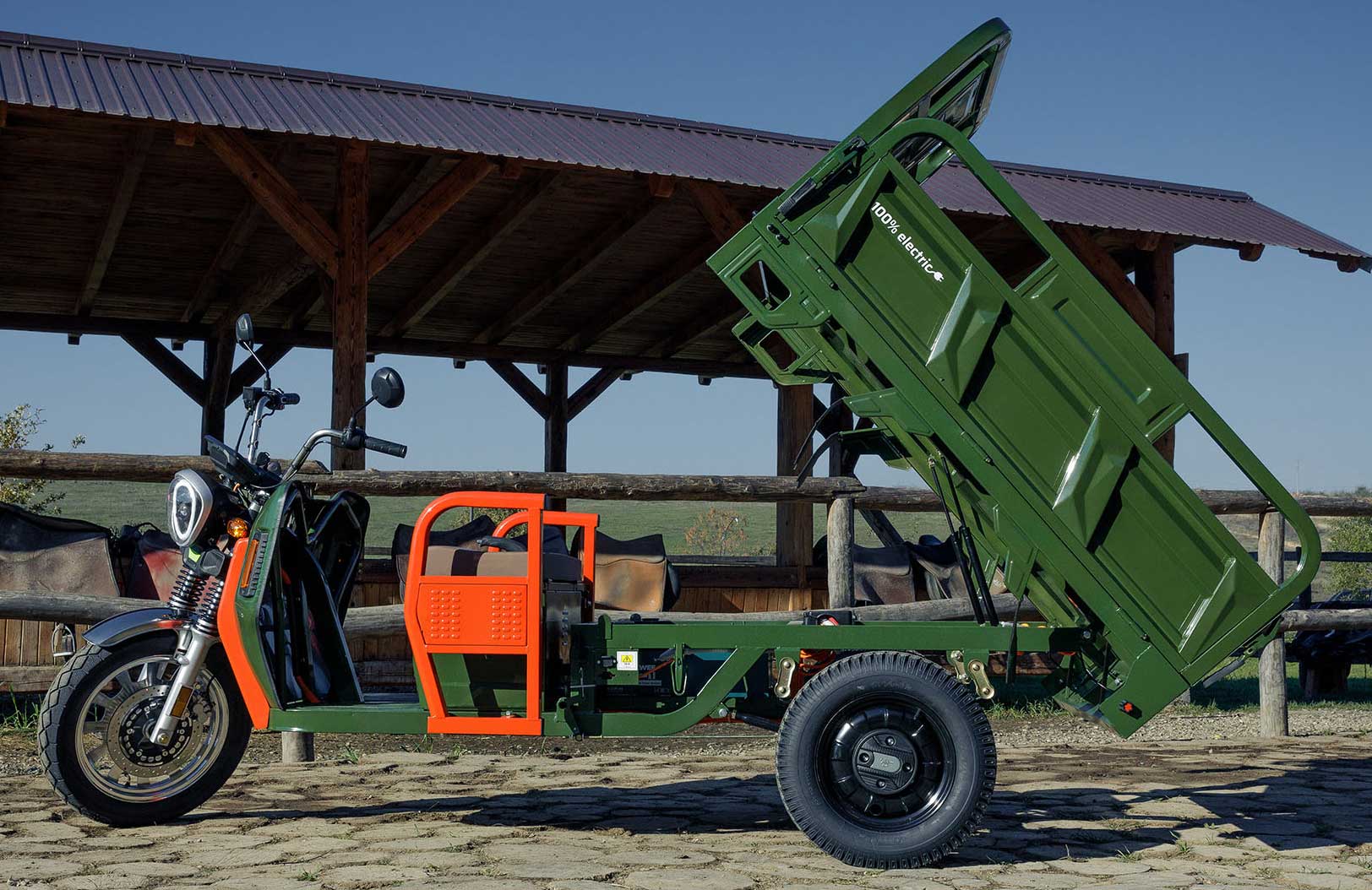 Elektrische Dreirad Cargo 45kmh 500 NC09 Grün EEC 45km/h Version Akku 72V58Ah ca. 60-80km Reichweite
